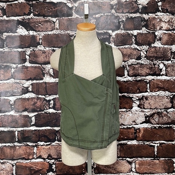 Inked & Faded Moto Vest Army Green Zip Size Small - Picture 3 of 13